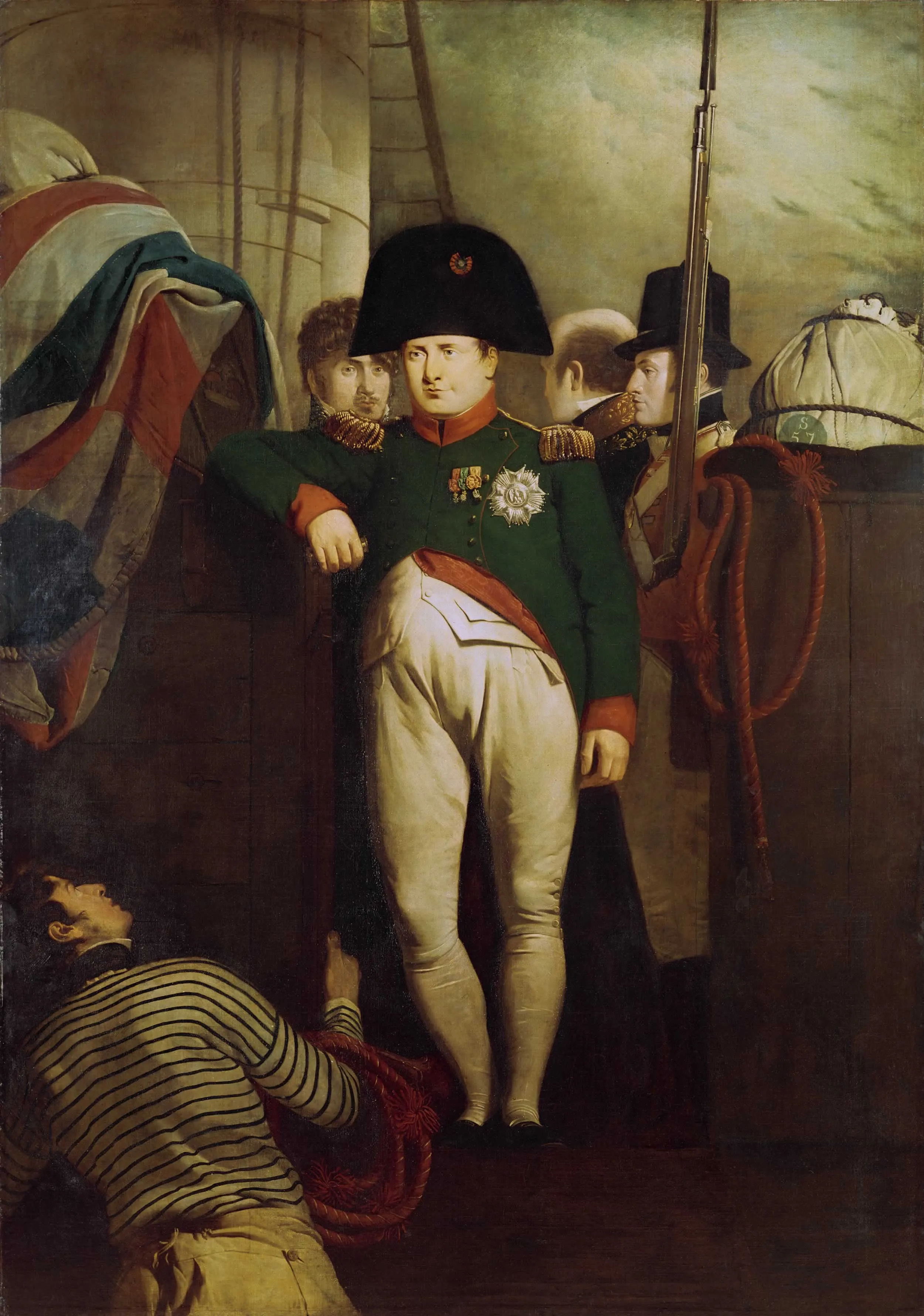 拿破崙在英艦「貝勒羅豐號」上，Charles Lock Eastlake 油畫（1815年）