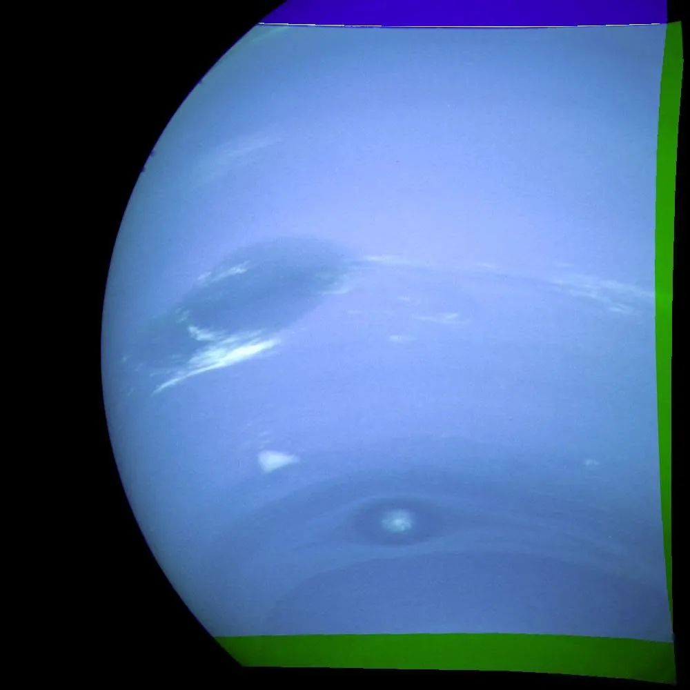 海王星大黑斑;航海家二號於1989年拍攝,並非1846年發現現場。