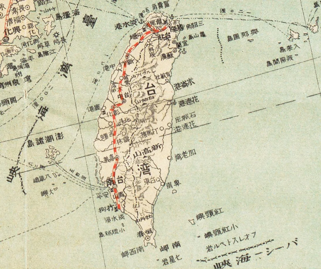 清代臺灣地圖局部。