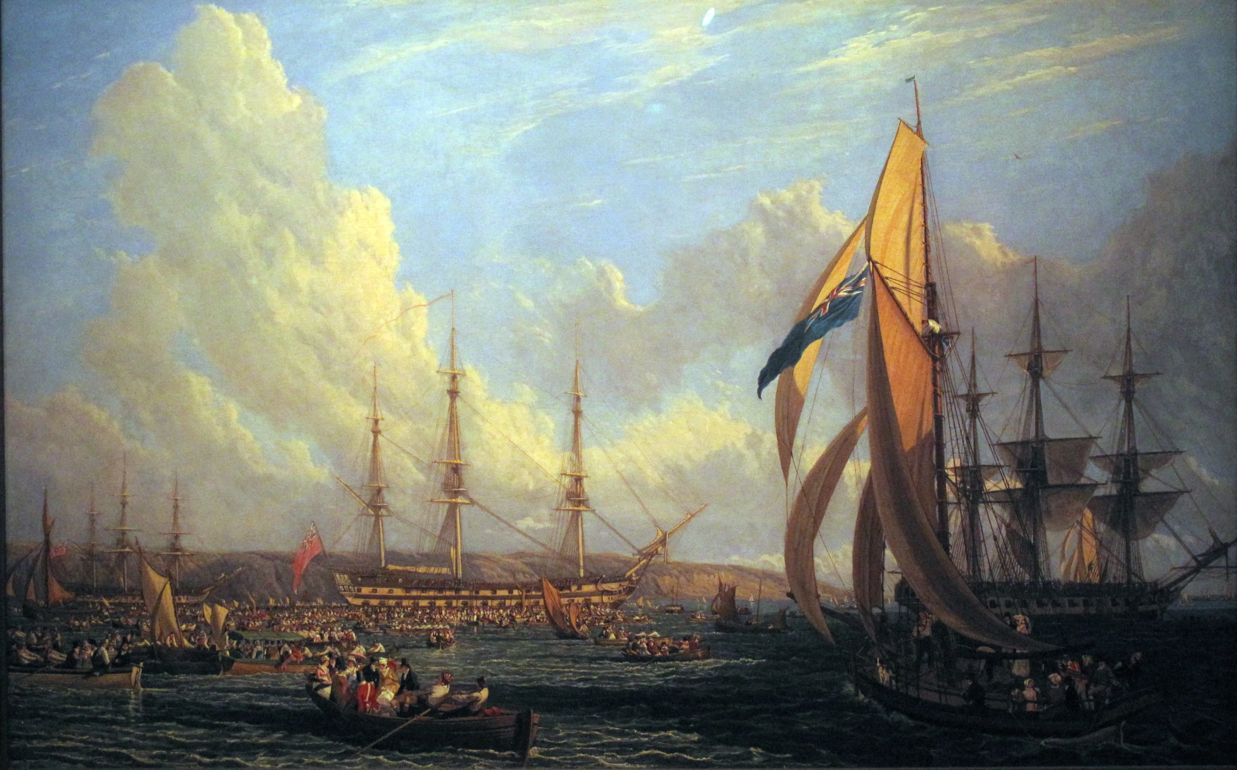 普利茅斯外海圍觀群眾，John James Chalon 油畫（1816年）
