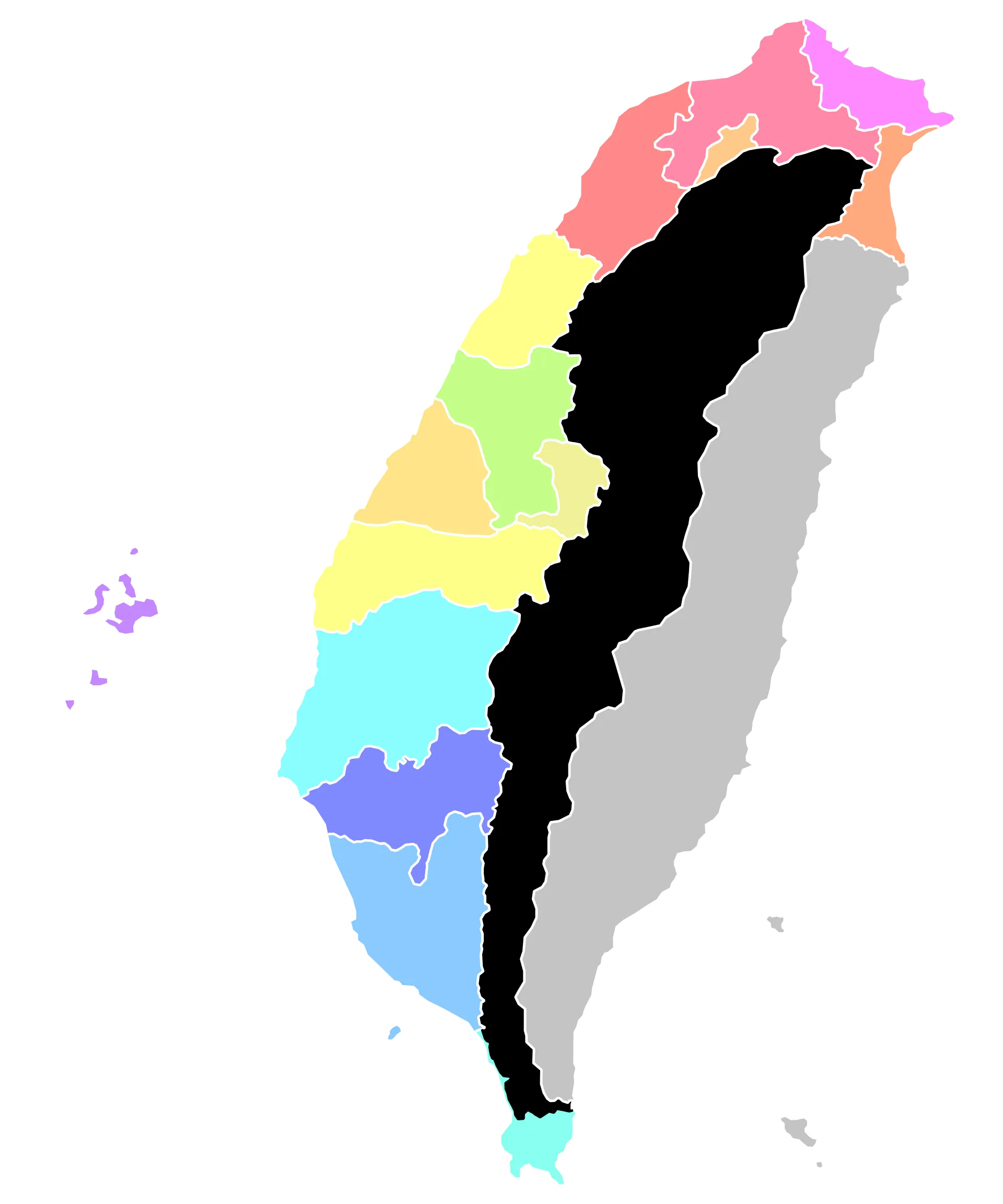 1894年臺灣行政圖。